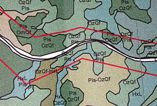 Portion of completed Blue Ridge Parkway vegetation map.