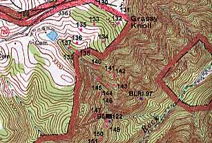 Geological survey topographic map with ground truthing points.